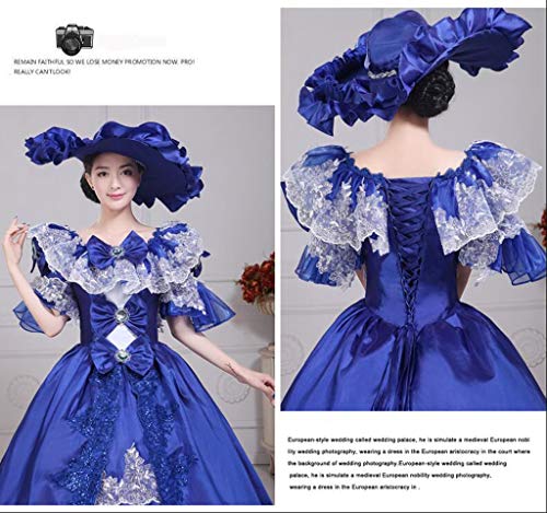 QJXSAN Vestido Medieval de Las Mujeres, señoras Medievales Victoriano Vestidos de Lujo con Corte Palacio Real de Vestuario de época de la Mascarada (Color : Blue, Size : M)
