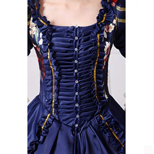 QJXSAN Victorian del Partido de Cosplay Traje de Las Mujeres y la Señora Elegante Vestido Lolita gótica Medieval del Renacimiento del Vestido de Bola (Color : Blue, Size : XXL)