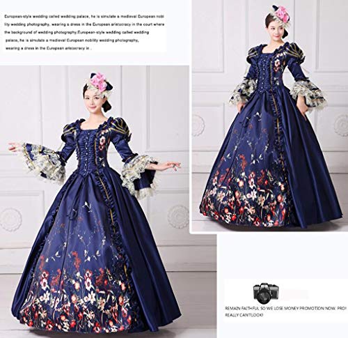 QJXSAN Victorian del Partido de Cosplay Traje de Las Mujeres y la Señora Elegante Vestido Lolita gótica Medieval del Renacimiento del Vestido de Bola (Color : Blue, Size : XXL)