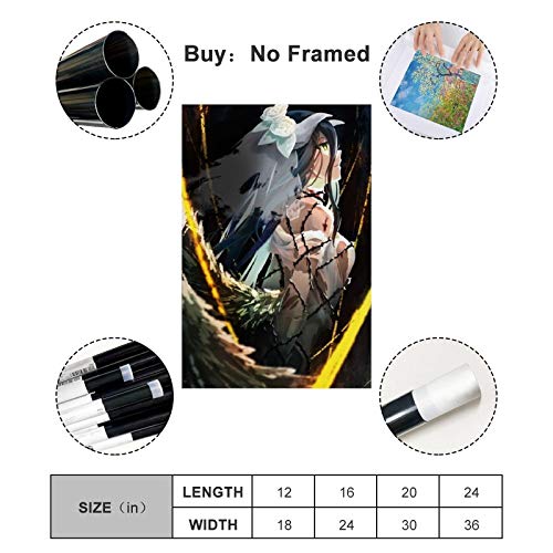 QOQOQO Póster de anime japonés de Overlord, con diseño de cuernos de vestir, póster y arte de pared, moderno, 60 x 90 cm