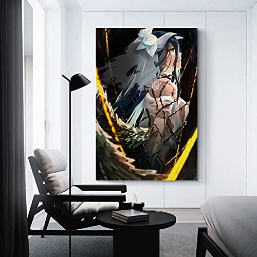 QOQOQO Póster de anime japonés de Overlord, con diseño de cuernos de vestir, póster y arte de pared, moderno, 60 x 90 cm