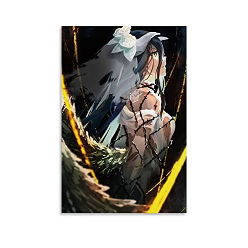QOQOQO Póster de anime japonés de Overlord, con diseño de cuernos de vestir, póster y arte de pared, moderno, 60 x 90 cm