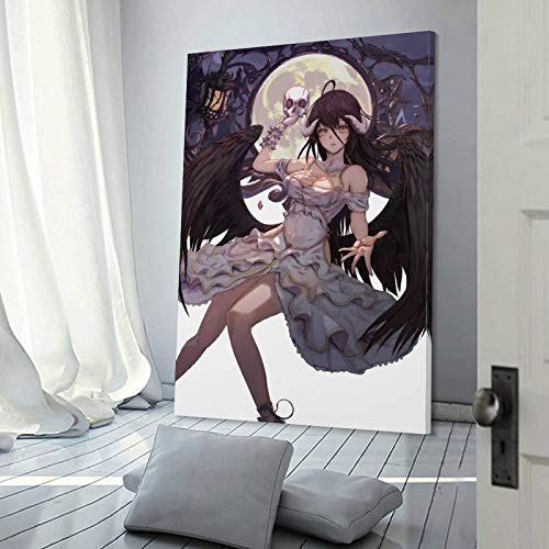 QOQOQO Póster de anime japonés de Overlord, lienzo de vestido de Albedo y arte de pared, impresión moderna para dormitorio familiar, 30 x 45 cm