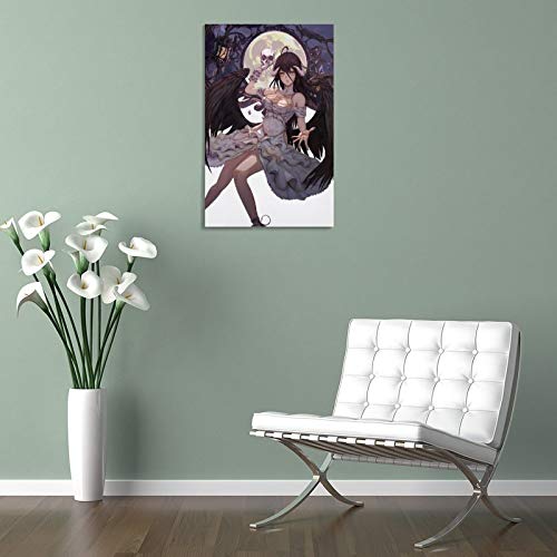 QOQOQO Póster de anime japonés de Overlord, lienzo de vestido de Albedo y arte de pared, impresión moderna para dormitorio familiar, 30 x 45 cm