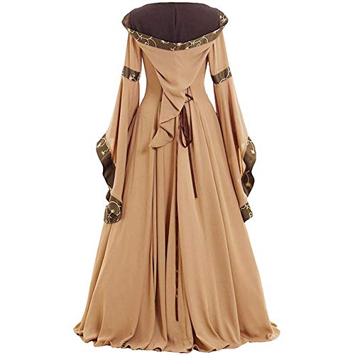 QPXZ Vestidos Disfraz De Vestimenta Medieval para Mujer Traje Largo Retro Noble Princesa Palace Party-Khaki_M