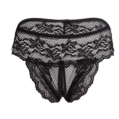 QPYUS Saltos De Cama Y Camisolas para Mujer Bragas De Encaje Sexy para Mujer Ropa De Dormir Abierta Tangas Eróticas para Mujer-Black_XXL