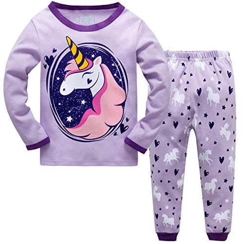 Qzrnly Niña Pijamas Manga Larga De 2 Piezas para Ninas 100% De Algodon