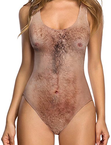 RAISEVERN para Mujer para Mujer Tankini Divertido Pecho pechugón sin Respaldo de una Pieza Traje de baño Trajes de baño pequeño