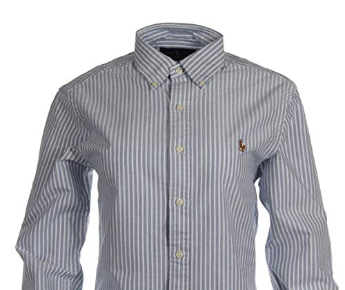 Ralph Lauren Blusa de corte ajustado a rayas para mujer. azul/blanco S