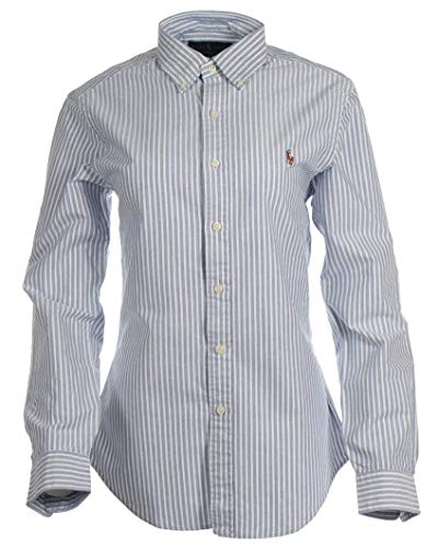 Ralph Lauren Blusa de corte ajustado a rayas para mujer. azul/blanco S