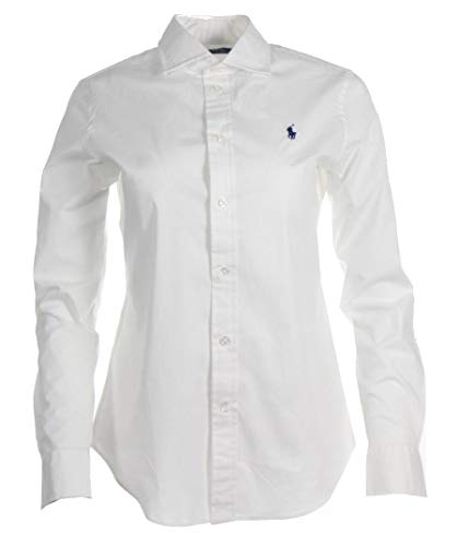 Ralph Lauren Blusa para mujer, azul marino, blanco Blanco 44