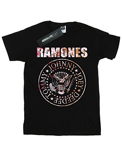 Ramones Mujer Flower Rose Camiseta del Novio Fit Large Negro