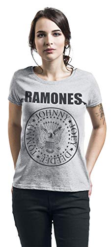 Ramones Seal Mujer Camiseta Gris/Melé XL, 90% algodón, 10% poliéster, Regular
