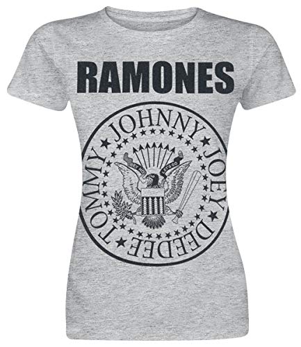 Ramones Seal Mujer Camiseta Gris/Melé XL, 90% algodón, 10% poliéster, Regular