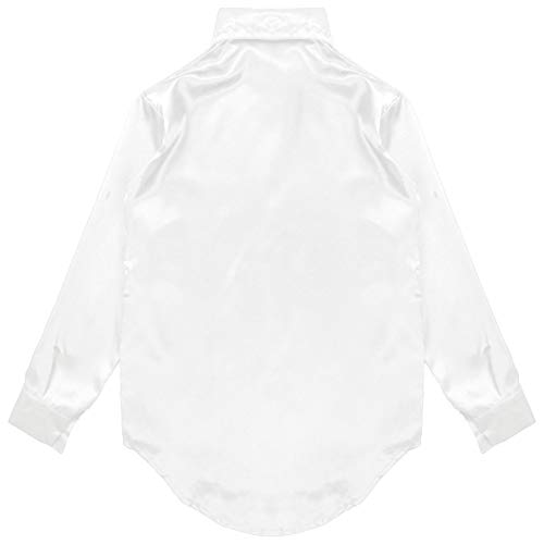 ranrann Blusas Manga Larga de Mujer Cami Saten de Seda Brillante Elegante Ropa Casual Diario Vintage de Moda Blanco XL