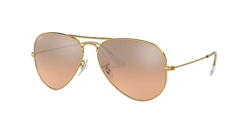 Ray-Ban Aviator Large Metal, Gafas de Sol Unisex Adulto, Transparente (Crystal Brown & Pink Silver Mirror), 58