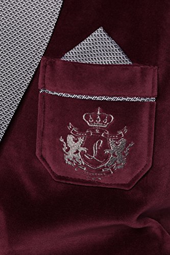 RE-111 - Albornoz corto para hombre de terciopelo, elegante Rojo burdeos C1. S