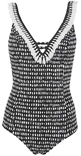 Red Point Beachwear, Mujer, Bañador, Control Escotado, Solin, Talla ESP: 85C, Blanco/Negro