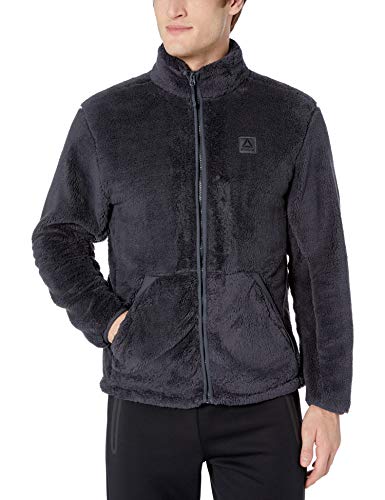 Reebok Active - Chaqueta de forro polar para hombre, Hombre, Chaqueta con forro, OMRB539H, Carbón de mono de doble cara., L