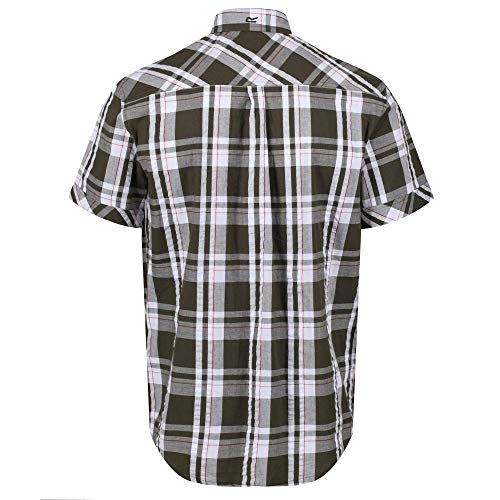 Regatta Deakin III - Camisa de Manga Corta de algodón con Botones para Hombre, Hombre, Camisa, RMS120, Verde grisáceo, S