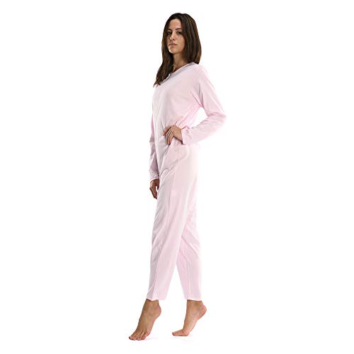 Rekordsan - Pijama Antipañal Geriátrico de Algodón para Mujer, Talla 4, Rosa