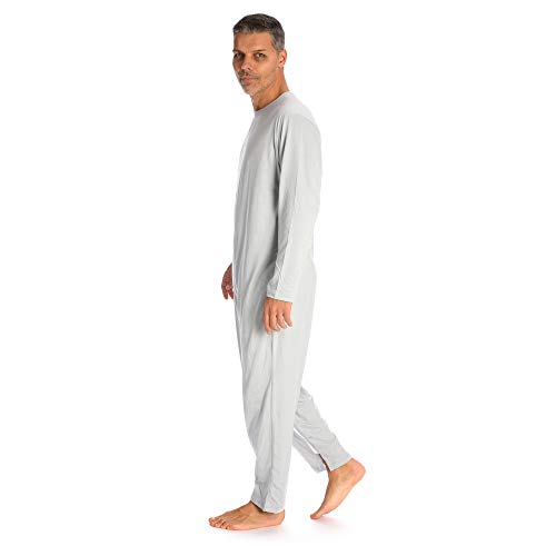 Rekordsan Pijama Antipañal Geriátrico Ideal Hombre en Fresco Algodón con 2 Cremalleras, Talla 5, Pack de 1