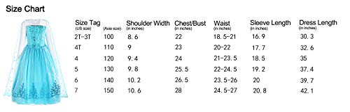 ReliBeauty Disfraz de niña Disfraz de Copo de Nieve de Lentejuelas Plisadas de Manga Larga Frozen Princess Elsa,con accessori (7)