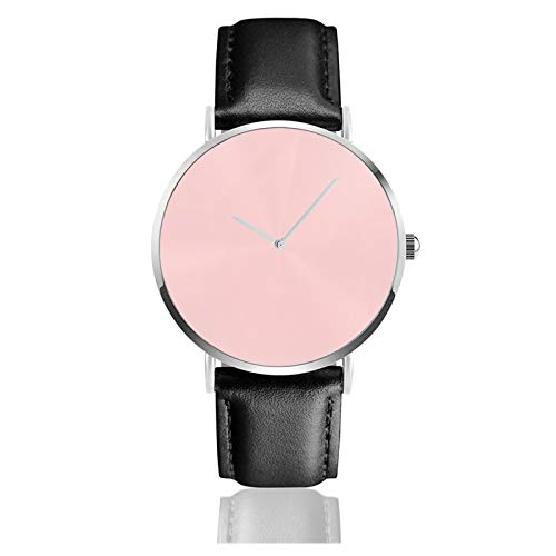 Reloj de cuero de cuarzo rosa Pantone Color del año 2016 Color sólido Unisex clásico casual moda reloj de cuarzo reloj de acero inoxidable con correa de cuero