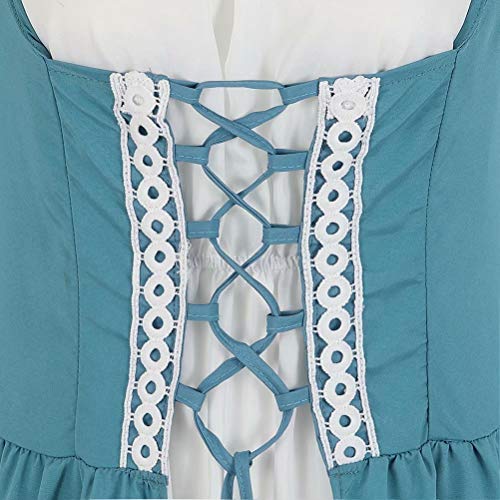 renacentista Vestido Medieval Mujer Vintage Victoriano gotico Manga Larga de Llamarada Disfraz Princesa Azul m