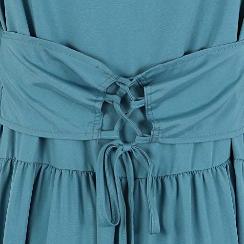 renacentista Vestido Medieval Mujer Vintage Victoriano gotico Manga Larga de Llamarada Disfraz Princesa Azul m