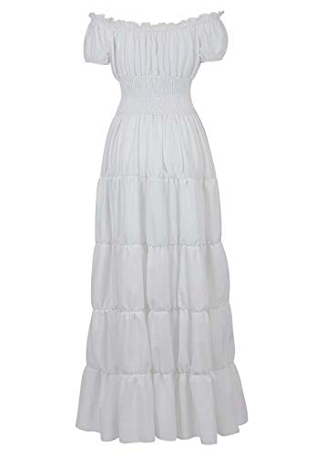 renacentista Vestido Medieval Mujer Vintage Victoriano gotico Manga Larga de Llamarada Disfraz Princesa Blanco s