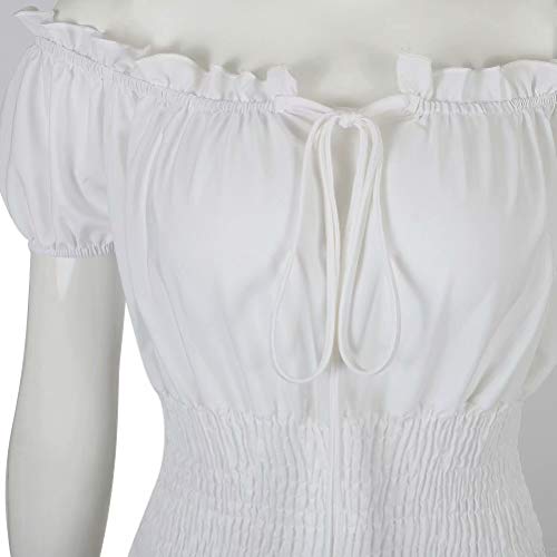 renacentista Vestido Medieval Mujer Vintage Victoriano gotico Manga Larga de Llamarada Disfraz Princesa Blanco s