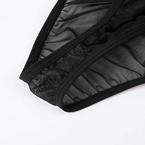 Reooly Malla Negra combinada lencería Sexy Nueva Mujer de Gran tamaño con Cremallera y Gasa cómoda Ropa Interior Sexy Negra