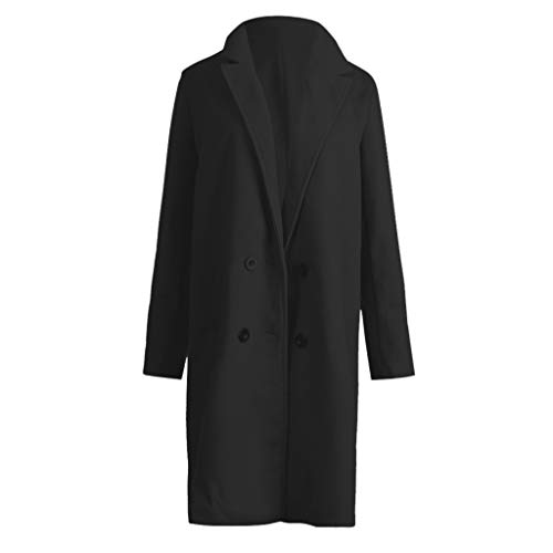 Reooly Mujer Abrigo Largo de Lana Elegante Abrigo Mixto Chaqueta Delgada Mujer Abrigo Largo(Negro,Small)