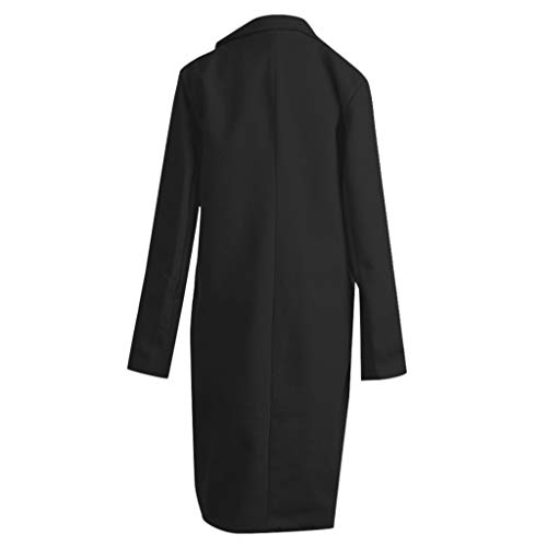 Reooly Mujer Abrigo Largo de Lana Elegante Abrigo Mixto Chaqueta Delgada Mujer Abrigo Largo(Negro,Small)