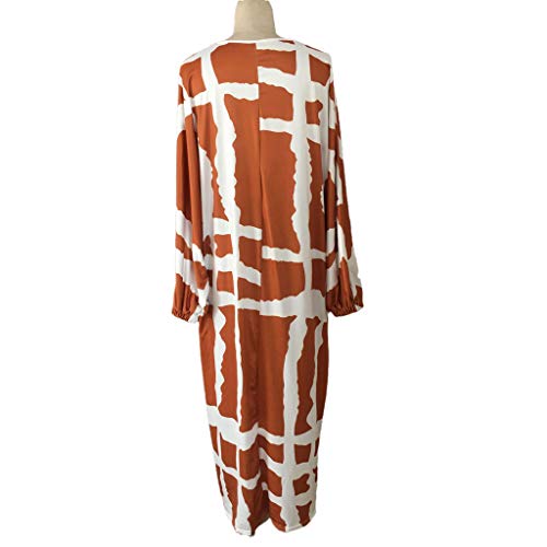 ReooLy Vestido Largo Suelto con Manga de murciélago japonés de Talla Grande para Mujer（Caqui，XXXL）