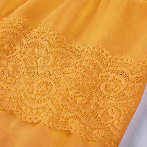 ReooLy Vestido sin Mangas con Cuello en V de Verano para Mujer（E-Amarillo，XXXL）