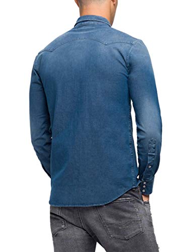 REPLAY M4001 .000.39b 357 Camisa Vaquera, Azul (Denim 9), Medium para Hombre