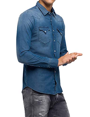 REPLAY M4001 .000.39b 357 Camisa Vaquera, Azul (Denim 9), Medium para Hombre