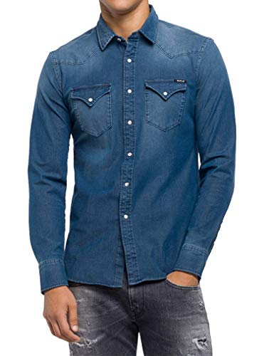 REPLAY M4001 .000.39b 357 Camisa Vaquera, Azul (Denim 9), Medium para Hombre