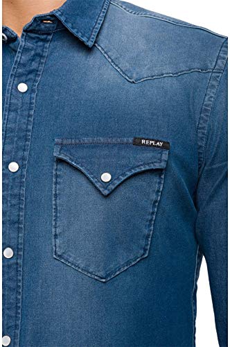 REPLAY M4001 .000.39b 357 Camisa Vaquera, Azul (Denim 9), Medium para Hombre