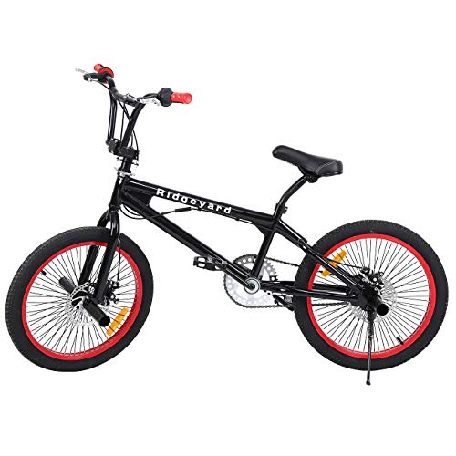 Ridgeyard Bicicleta BMX Free-style 20 pulgadas Rotor 360 ° bmx bikes (Negro + Rojo)