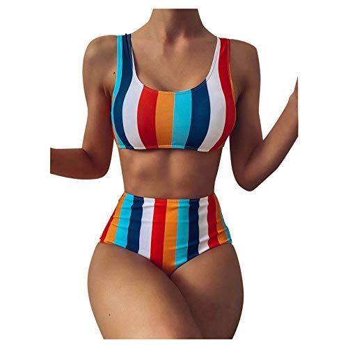 riou Bikinis Mujer 2020 Push up Sexy de Lunares de Playa Conjunto de Traje de BañO Dos Piezas con Tirantes Finos y Cintura Alta Tops y Braguitas Ropa de Playa vikinis