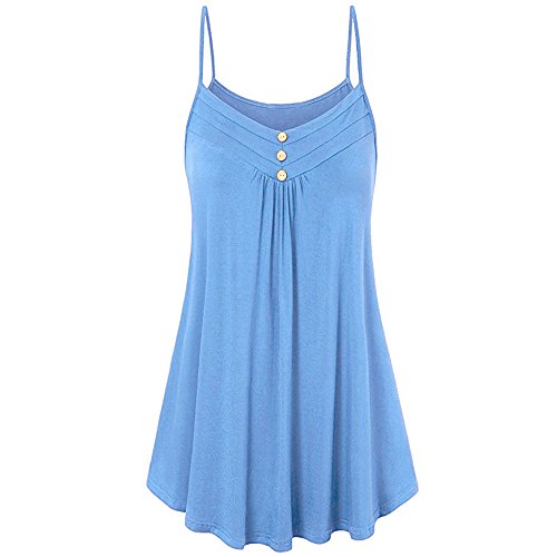 riou Camisetas Mujeres Verano Tamaño Grande Blusa Tirantes Mujer botón Suelto Cuello V Cami Tank Tops Básica Tops Mujer Vestir Ropa para Primavera Verano
