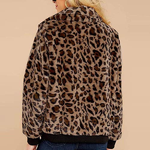 riou Chaqueta Mujer Invierno Tallas Grandes Moda Chaqueta de Leopardo Manga Larga con Cremallera Bolsillo Tops Abrigo Jersey Mujer Suéter Abrigo Cálido