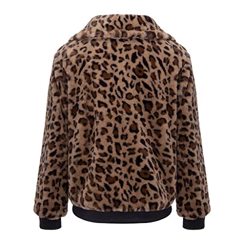 riou Chaqueta Mujer Invierno Tallas Grandes Moda Chaqueta de Leopardo Manga Larga con Cremallera Bolsillo Tops Abrigo Jersey Mujer Suéter Abrigo Cálido