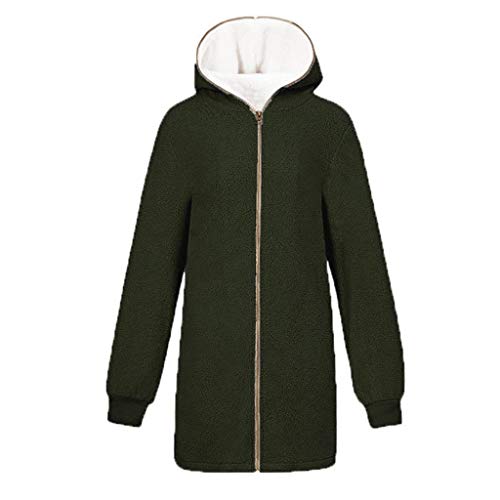 riou Mujer Sudadera Tallas Grandes Chaqueta con Capucha Caliente y Esponjoso Tops Bolsillo Casual Cremallera Felpa Suéter Manga Larga Ropa de Abrigo Mujer