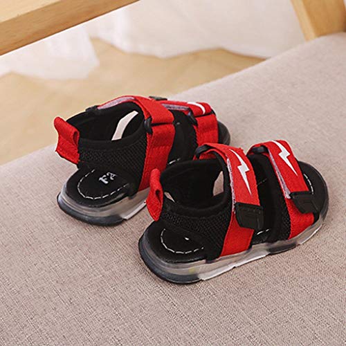 riou Unisex Niños Sandalias Verano relámpago LED luz Deportes Playa Zapatos Sandalias Ligero y cómodo Linda de Dibujos Animados Playa Sandalias Velcro 21-30