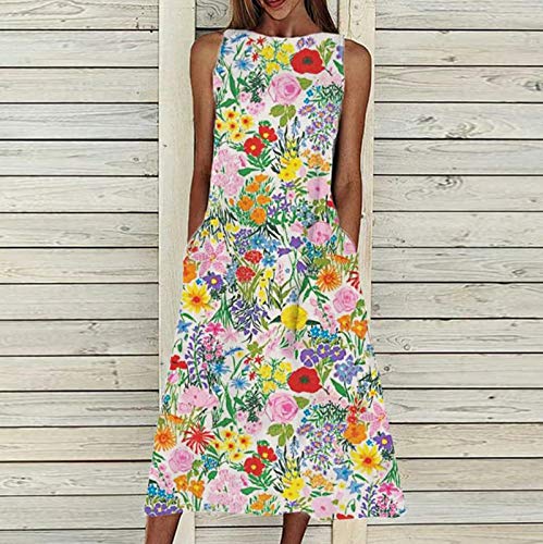 riou Vestido de Verano para Mujer, Estilo Bohemio Casual Sin Mangas, Vestido de TúNica,Vestido De CóCtel, Vestido De Fiesta, Vestido De Playa