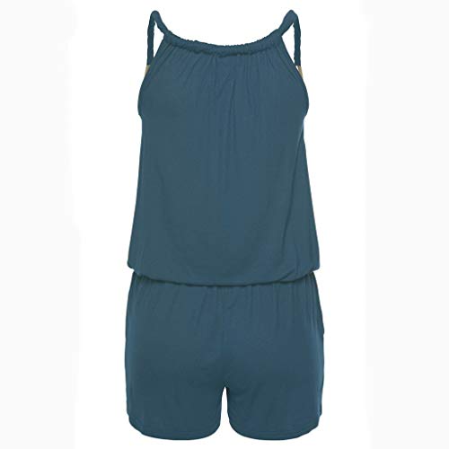 RISTHY Monos Mujer 2018 Verano Fiesta Mujer Monos Cortos de Sin Mangas Sólido Tirantes Cuello Halter Elegante Mamelucos Sexy Sin Respaldo Jumpsuits de Playa Rompers